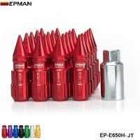 EPMAN -Racing Aluminum Lock Locking Lug Nuts With Spikes 20pcs  W/Key For Nissan Subaru Suzuki Aftermarker Wheel Nuts EP-E650H-JT